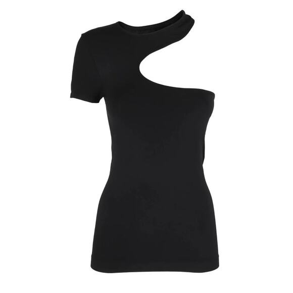 NWT Helmut Lang Cutout Tee Short Sleeve Seamless Jersey Knit Black - Picture 1 of 7